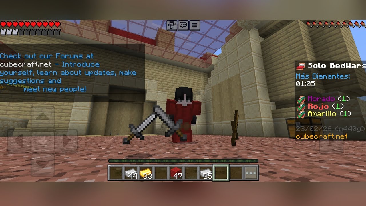 Bedwars pero no puedo usar ningún tipo de espada