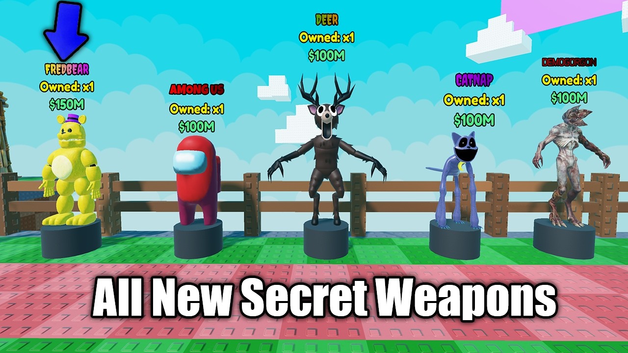 All New SECRET WEAPONS Roblox Enter Brainrot Fast Fredbear, Among Us, 99 Nights Catnap All Cutscenes