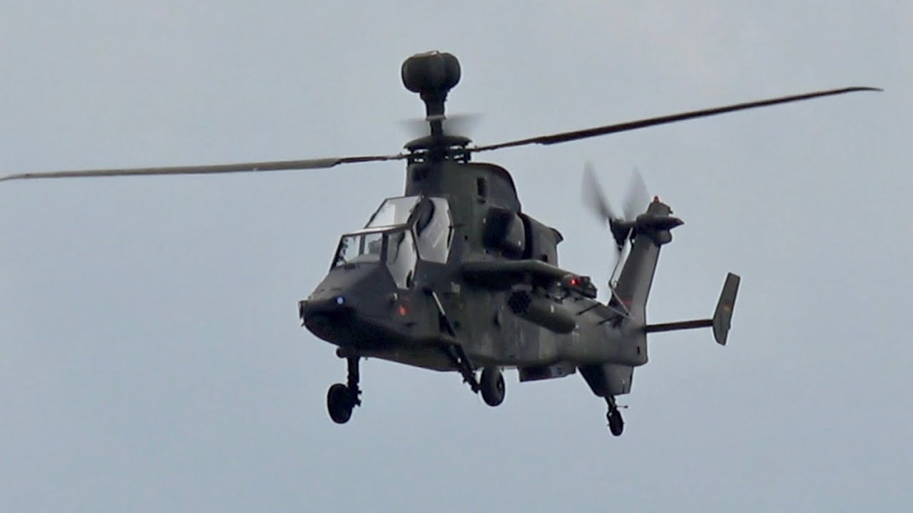 ILA 2018 Eurocopter EC665 Tiger UHT Helicopter flying Display German Army  Bundeswehr Berlin AirShow
