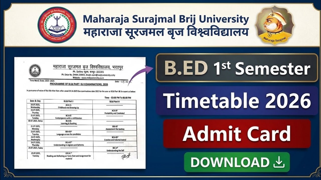 Msbu Bed 1st Semester Timetable 2026 | Msbu Bed Exam Date 2026 | Msbu Bed Admit Card 2026 #msbuexam