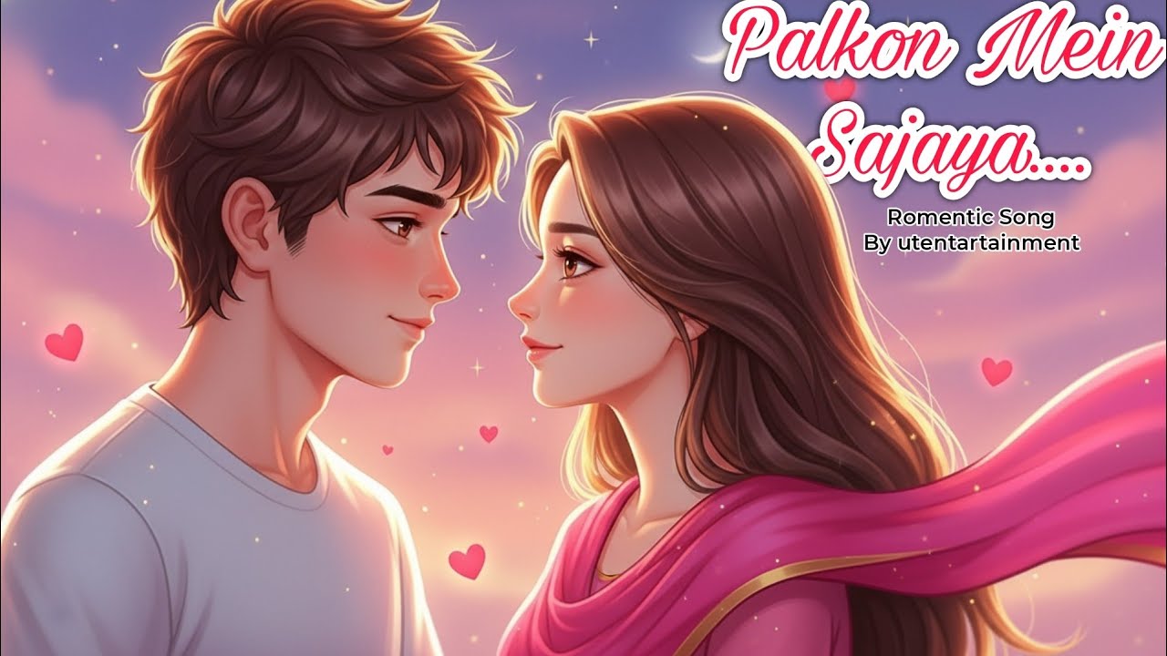 Palkon Mein Sajaya 💖 | Romantic Love Song | Dreamy Cartoon Animation