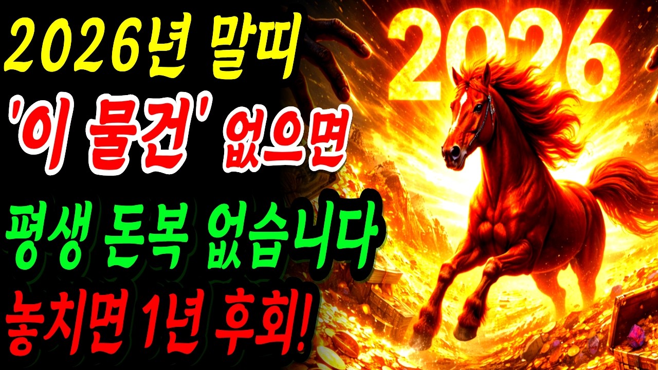 2026년 말띠, 지금 ‘이 물건' 없으면 평생 돈복 없습니다! 1년 통째로 날아갑니다｜재물운｜금전운｜부자되는 띠별 풍수
