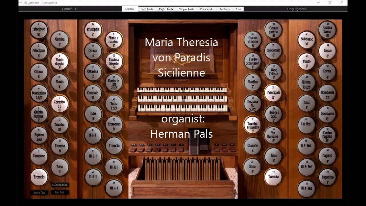 Maria Theresia von Paradis Sicilienne (Sonarte organ Hauptwerk Alessandria)