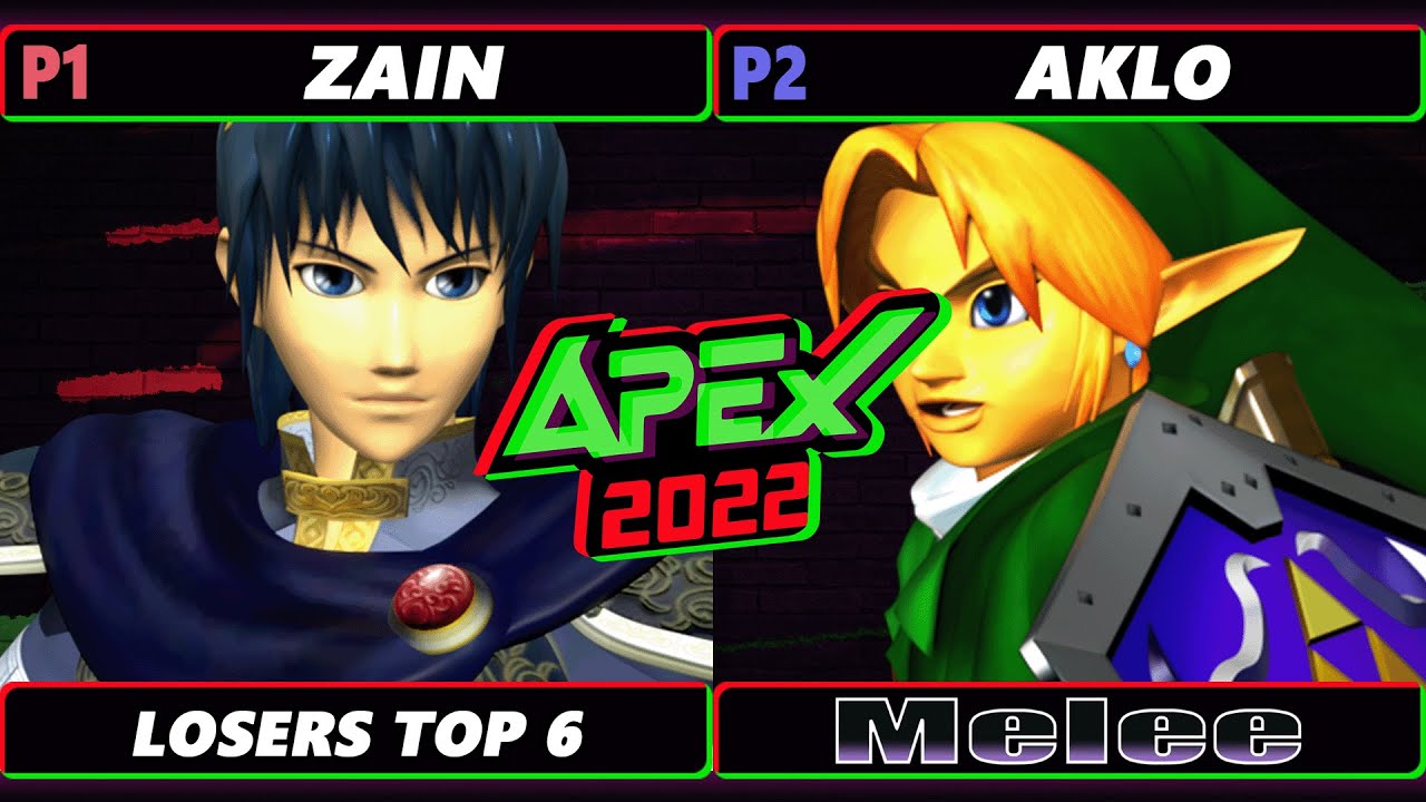 Apex 2022 Top 6 - Zain (Marth) Vs. Aklo (Fox) SSBM Melee Tournament