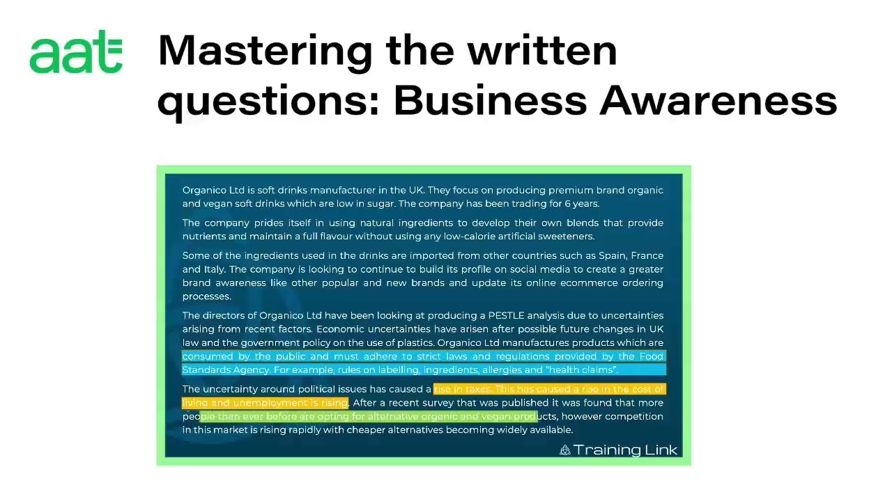 AAT | Mastering the Written Questions - Business Awareness