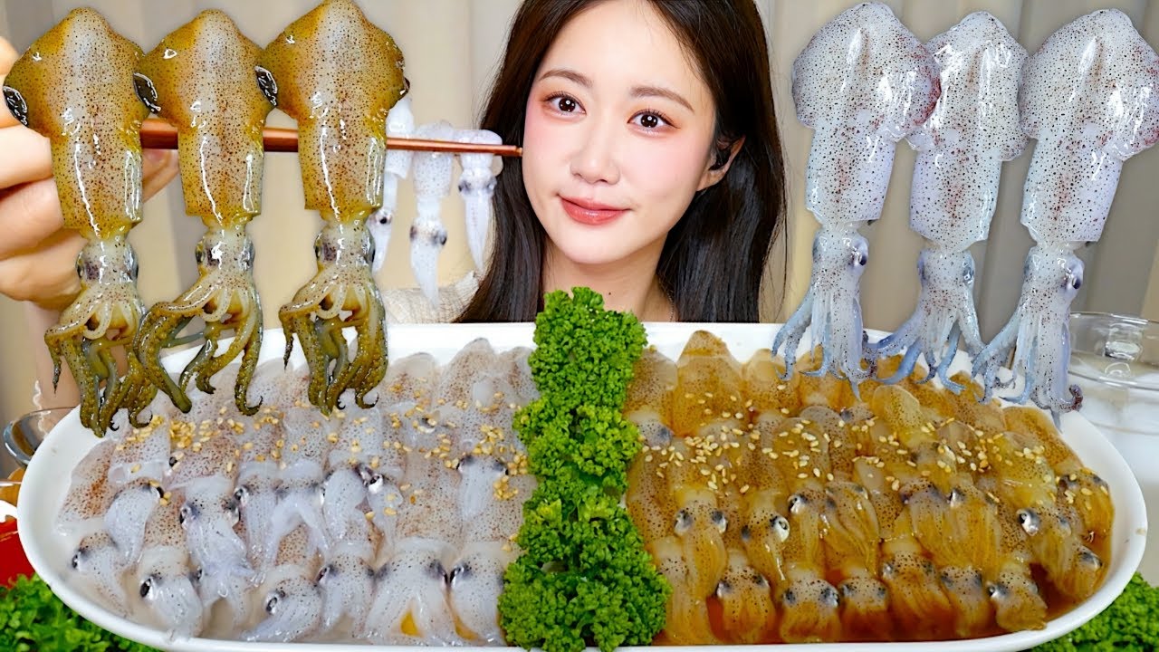 🦑호래기회 호래기장🦑싱싱한 호래기가 왔어요🤎 호래기 먹방 Raw Baby Squid ヒイカ | Mukbang ASMR