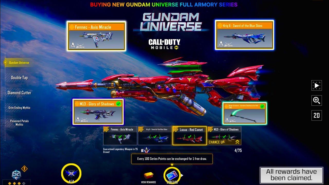 Buying New GUNDAM UNIVERSE Armory Series with FOUR LEGENDARY Guns & Showcasing all features in CODM🔫