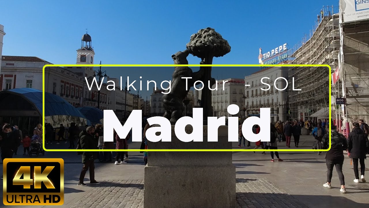 Madrid | Walking tour in January 2022  | Sol Square | Spain | 4K | UHD
