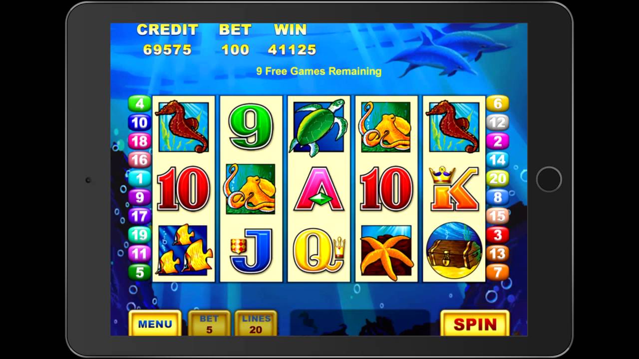 DOLPHIN TREASURE Video Slot Game with a RETRIGGERED FREE SPIN BONUS