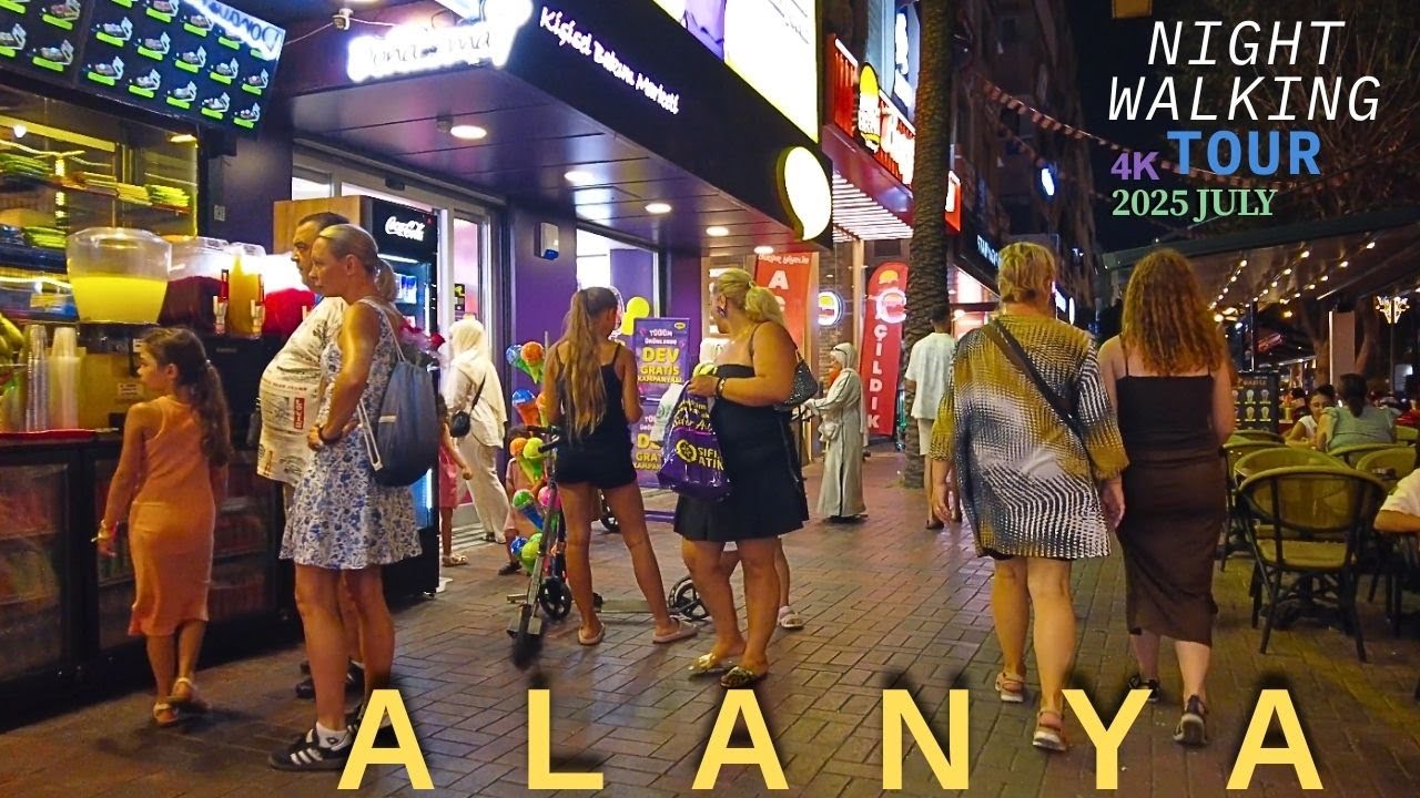 ALANYA NIGHT WALKING TOUR 2025 JULY ! ALANYA ANTALYA TURKEY HOLIDAY TURKEY TRAVEL 4K