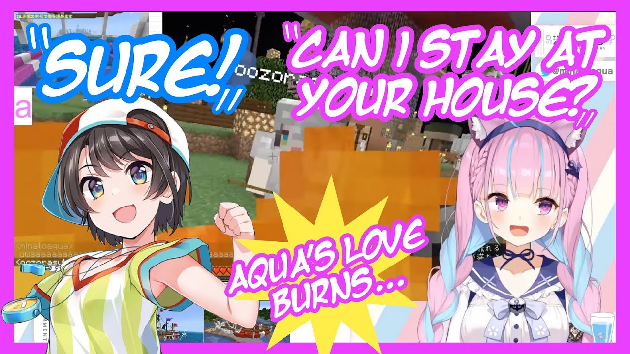 Aqua Invites Herself to Stay at Subaru's IRL House via Minecraft Chat [ENG]