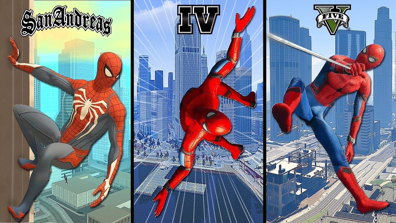 Jugando Como Spiderman en Todos los GTA