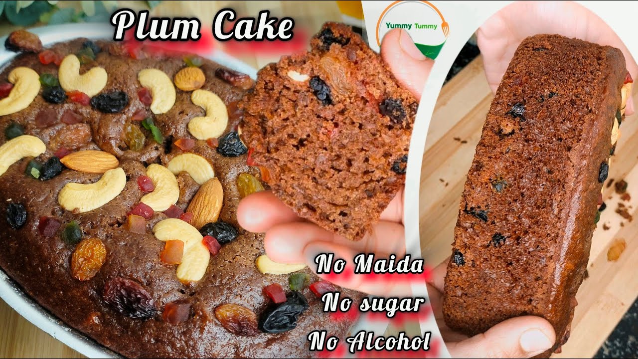 Healthy Fruit Plum Cake - whole wheat  jaggery christmas cake Recipe | Eggless & without Oven