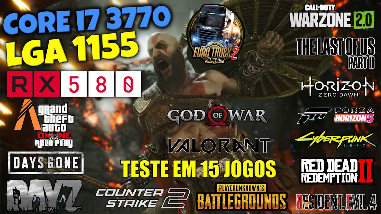 CORE i7 3770 + RX 580 2048SP - TESTE EM 15 GAMES