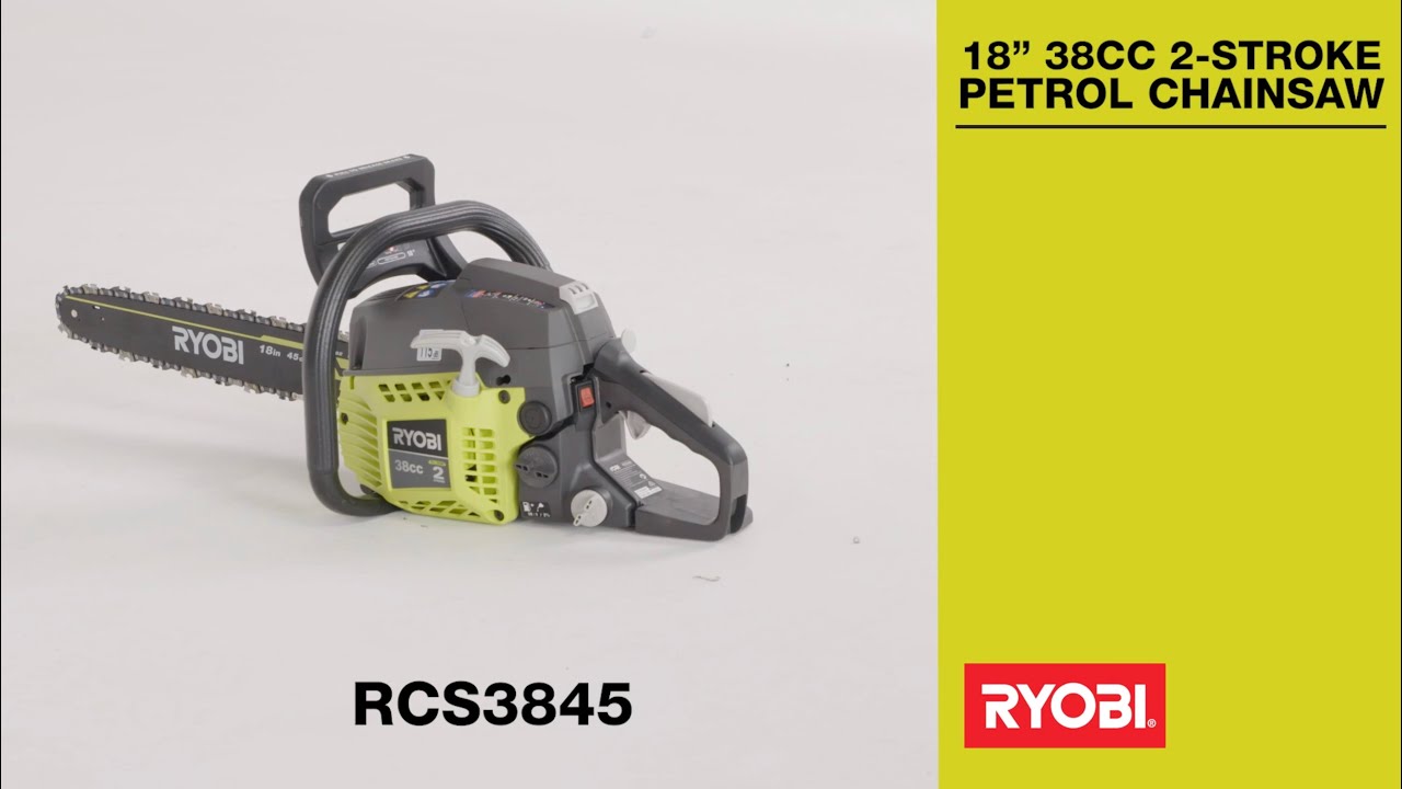 Начало работы с двухтактной бензиновой цепной пилой RYOBI 18” 38 куб. см (RCS3845)