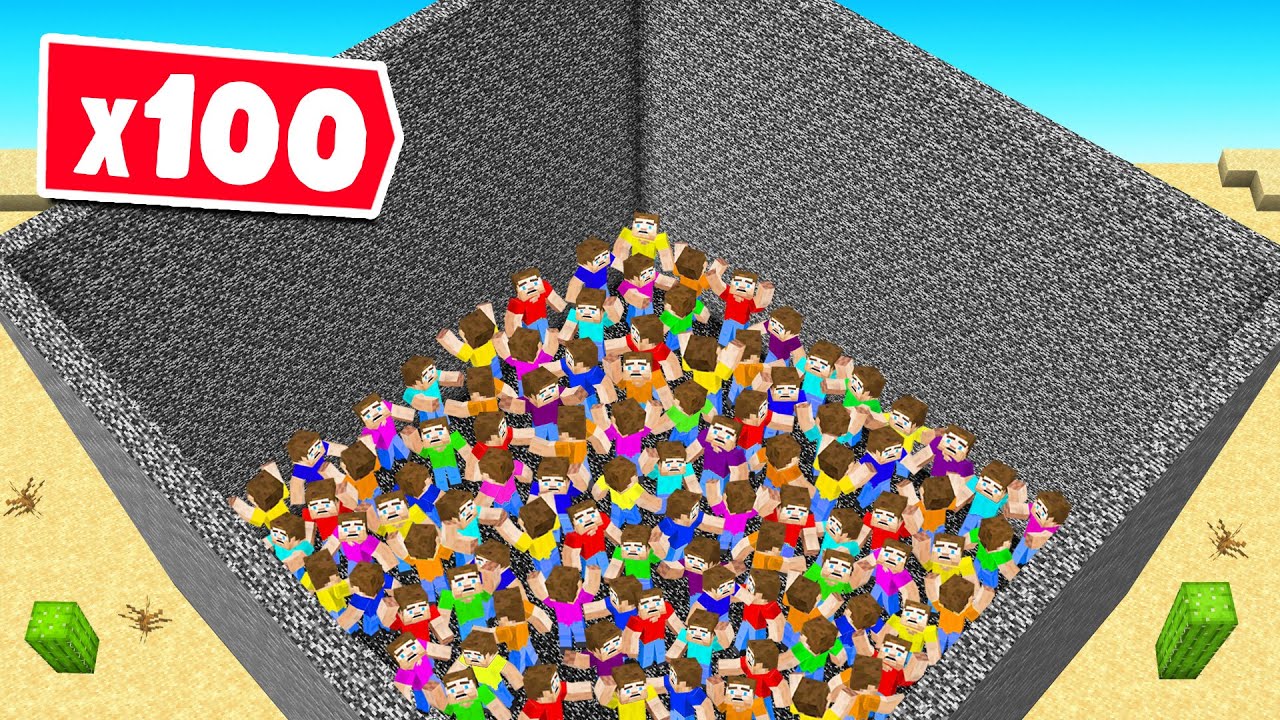 We TRAPPED 100 PLAYERS In A BEDROCK BOX! (Minecraft)