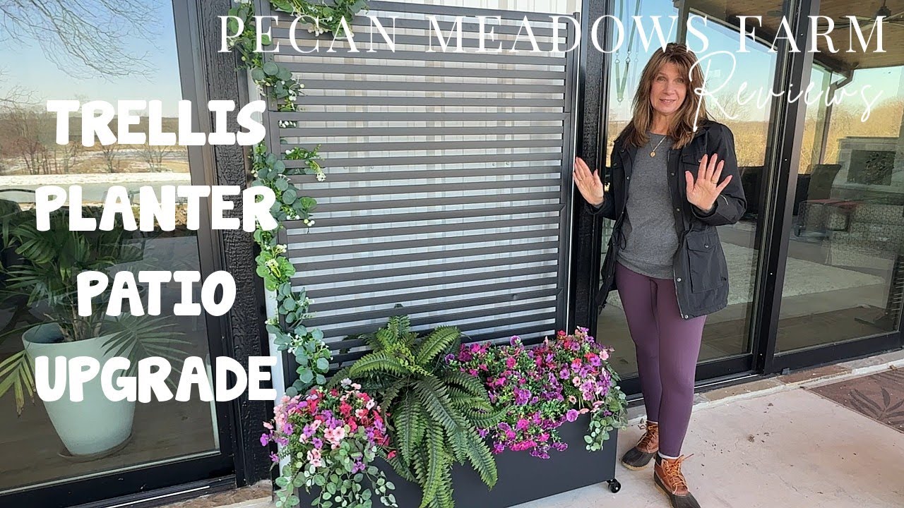 Metal Planter Box With Trellis & Wheels | Patio Privacy Planter for Small Outdoor Spaces
