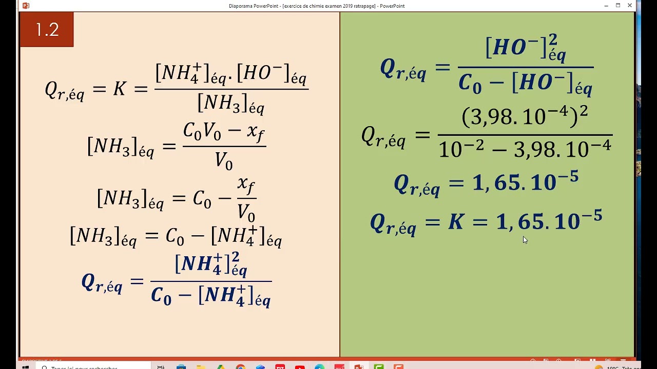 Exercice de chimie 2 bac réaction acide-base réaction d’une base avec l’eau dosage examen  2019