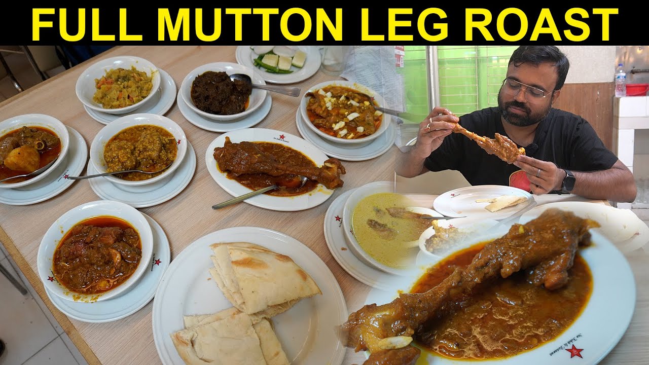 नाश्ते में बकरे की पूरी टाँग परोस दी 😱😱 | Huge Mutton leg roast in Breakfast | Foodie Robin