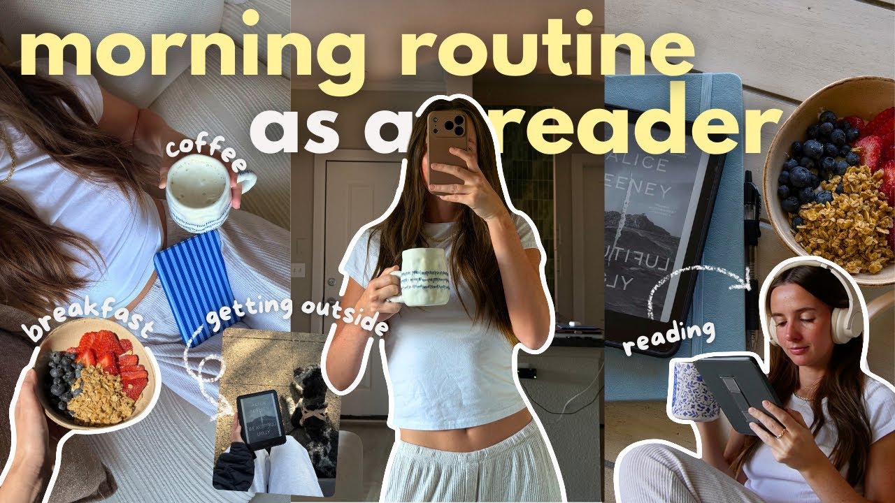 morning routine as a book girlie📖☕️☁️🫐