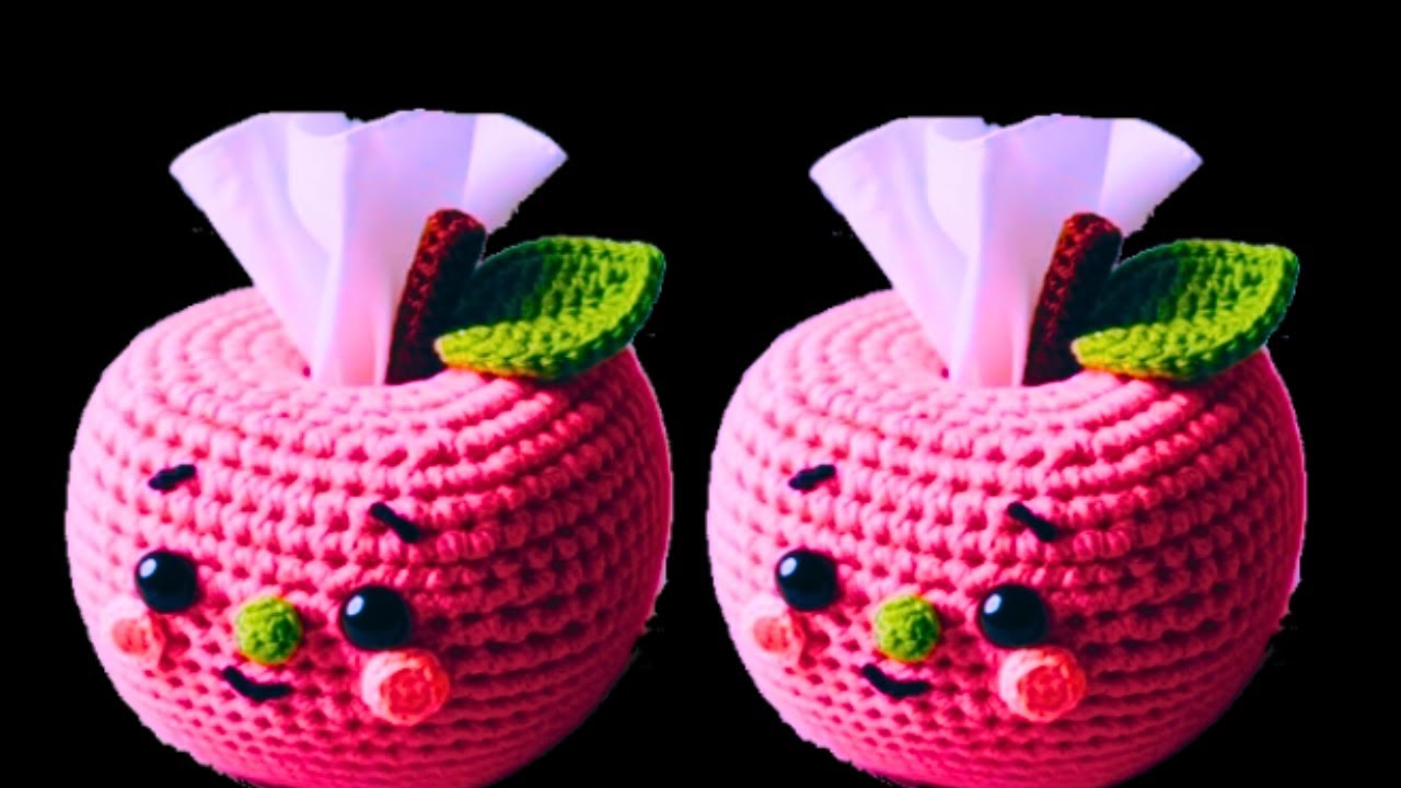 🍎💯👌AMAZING 💯🍎👍CROCHET DESIGN APPLE SHAPE TISSUE BOX COVER 🍎#crochet #tissuebox #apple #handmade
