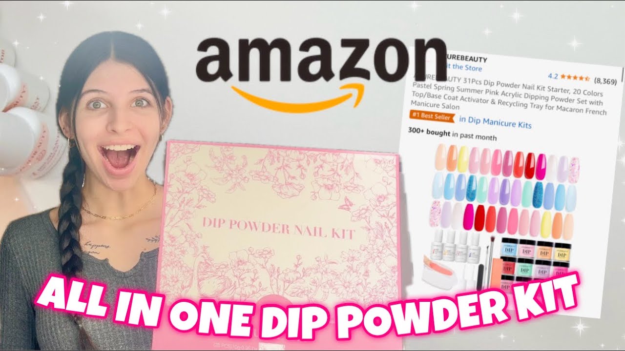 TRYING AZUREBEAUTY ALL IN ONE DIP POWDER NAIL KIT FROM AMAZON | STEP BY STEP DIP POWDER TUTORIAL