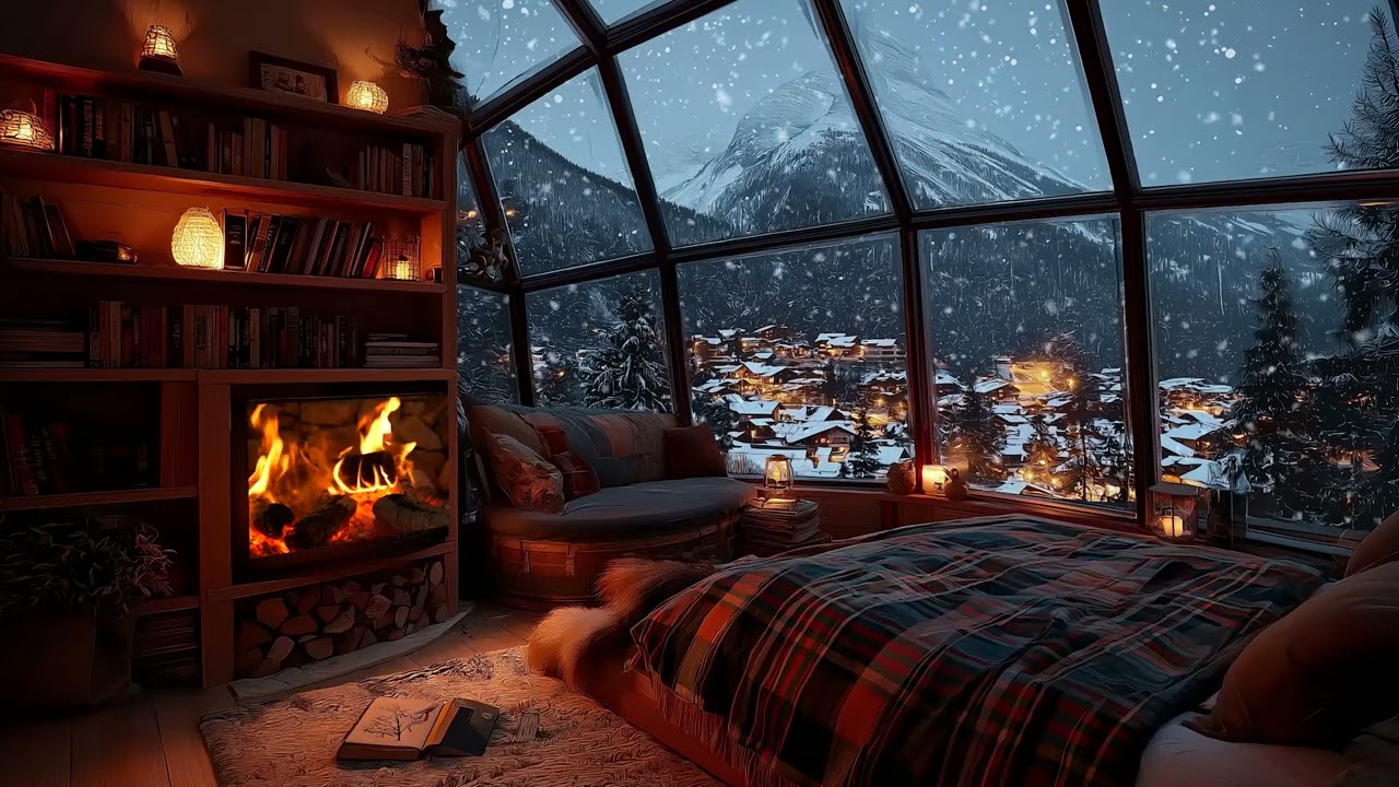Snow Outside, Fire Inside ❄️ Cozy Winter Sleep Ambience