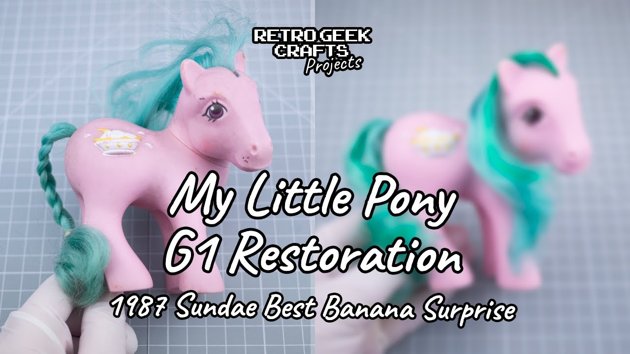 1987 My Little Pony G1 Sundae Best Banana Surprise Vintage Toy Restoration - MLP Hasbro Rehairing