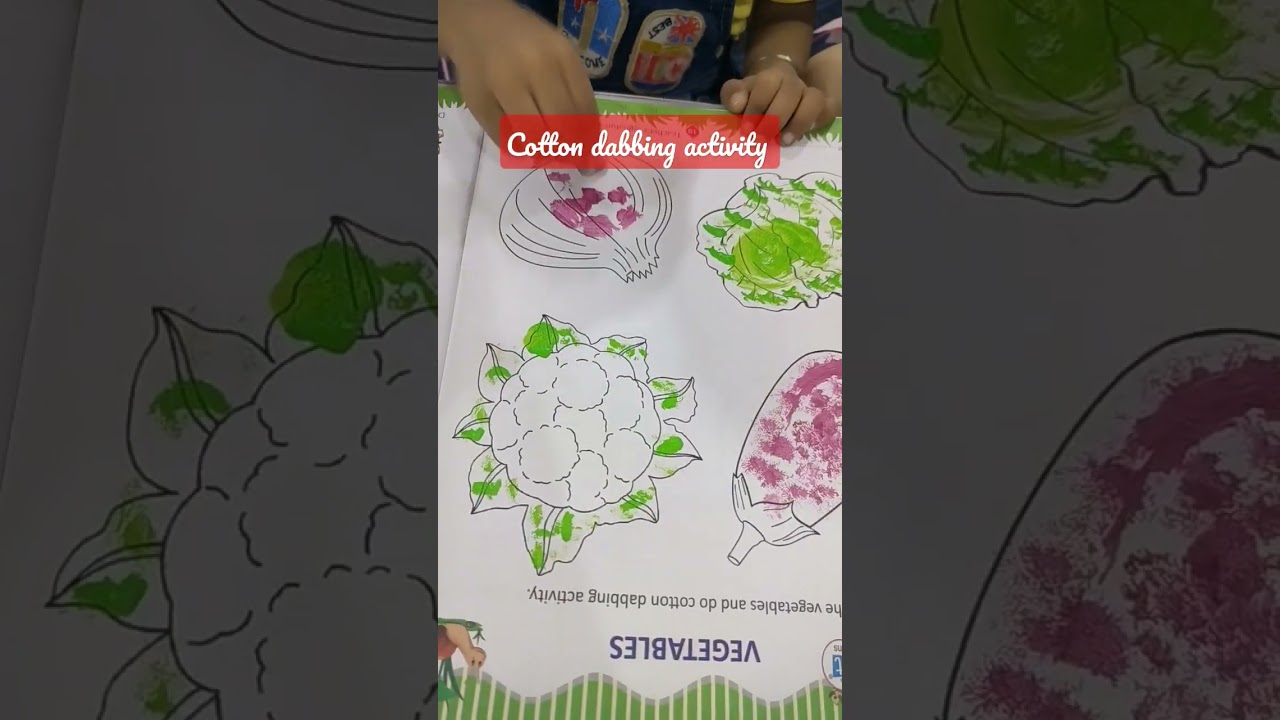 kavish cotton dabbing activity with vegetables 🍆🥦🥬🧄#shorts#viral video