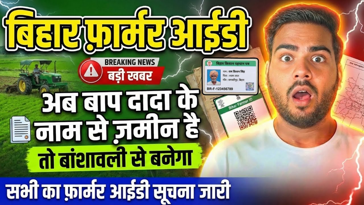 Bihar Farmer ID registration Big update, अब दादा परदादा की ज़मीन पर भी बनेगा फ़ार्मर आईडी सूचना जारी