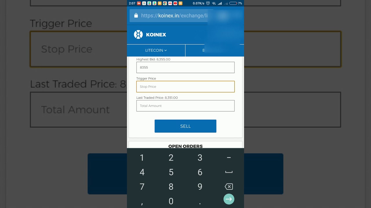 Koinex Stop Limit feature (New)