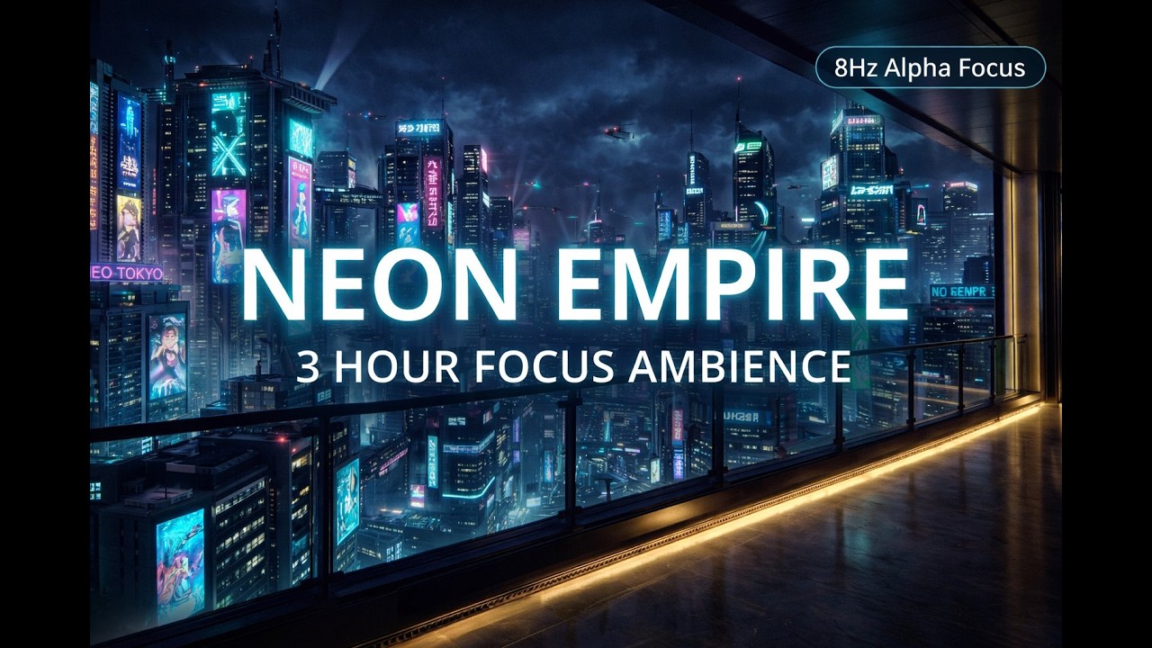 Neon Empire | 3 Hour Luxury Cyberpunk Deep Focus Soundscape (8Hz Alpha)