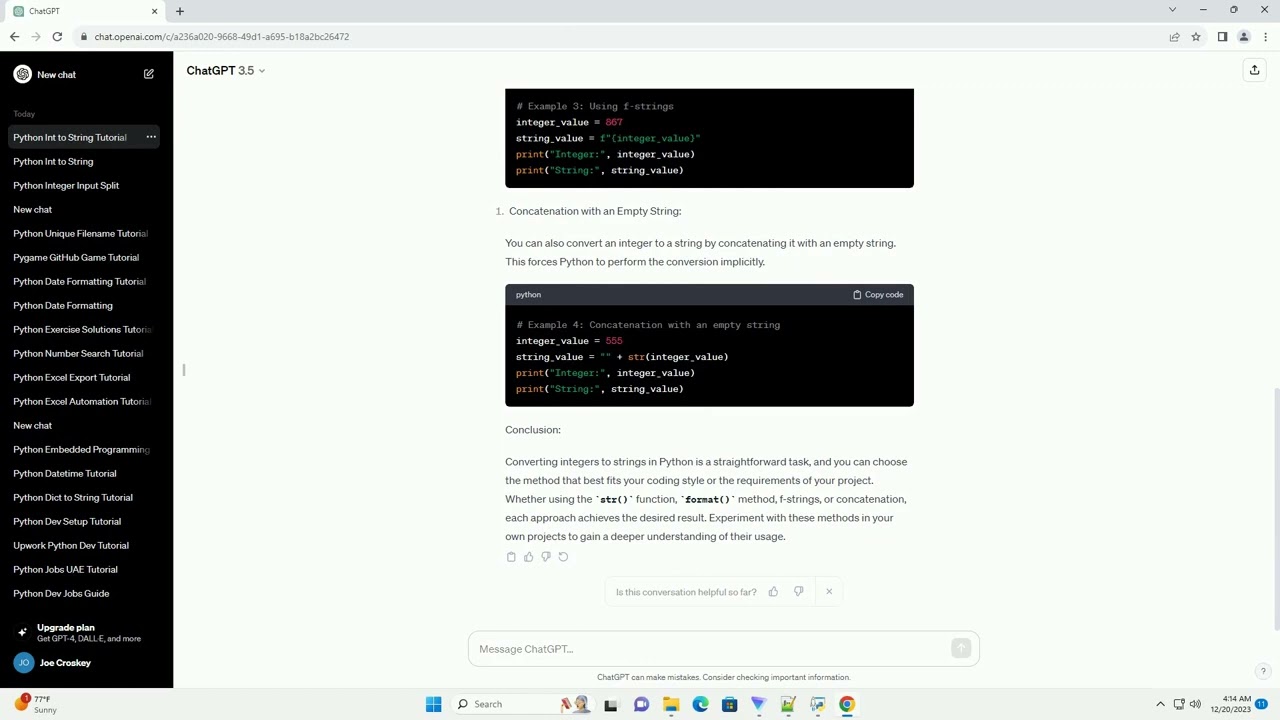 python int to string