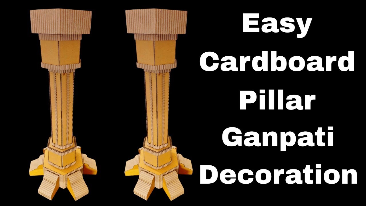 Ganpati Decoration Ideas for Home | How to make Cardboard Pillars for Ganpati Decoration | Pillar
