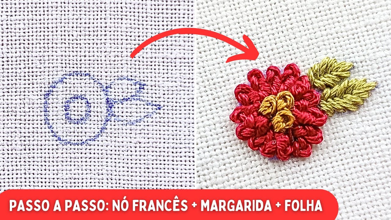 ​O segredo da Flor em Relevo: Unindo 3 pontos clássicos do Bordado Livre.