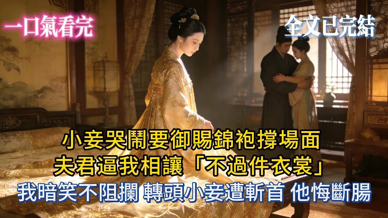 【完結小說】小妾哭鬧要御賜錦袍撐場面，夫君逼我相讓：「不過件衣裳！」我暗笑不阻攔，轉頭小妾遭斬首，他悔斷腸！#小说推荐 #小说 #古風 #完結