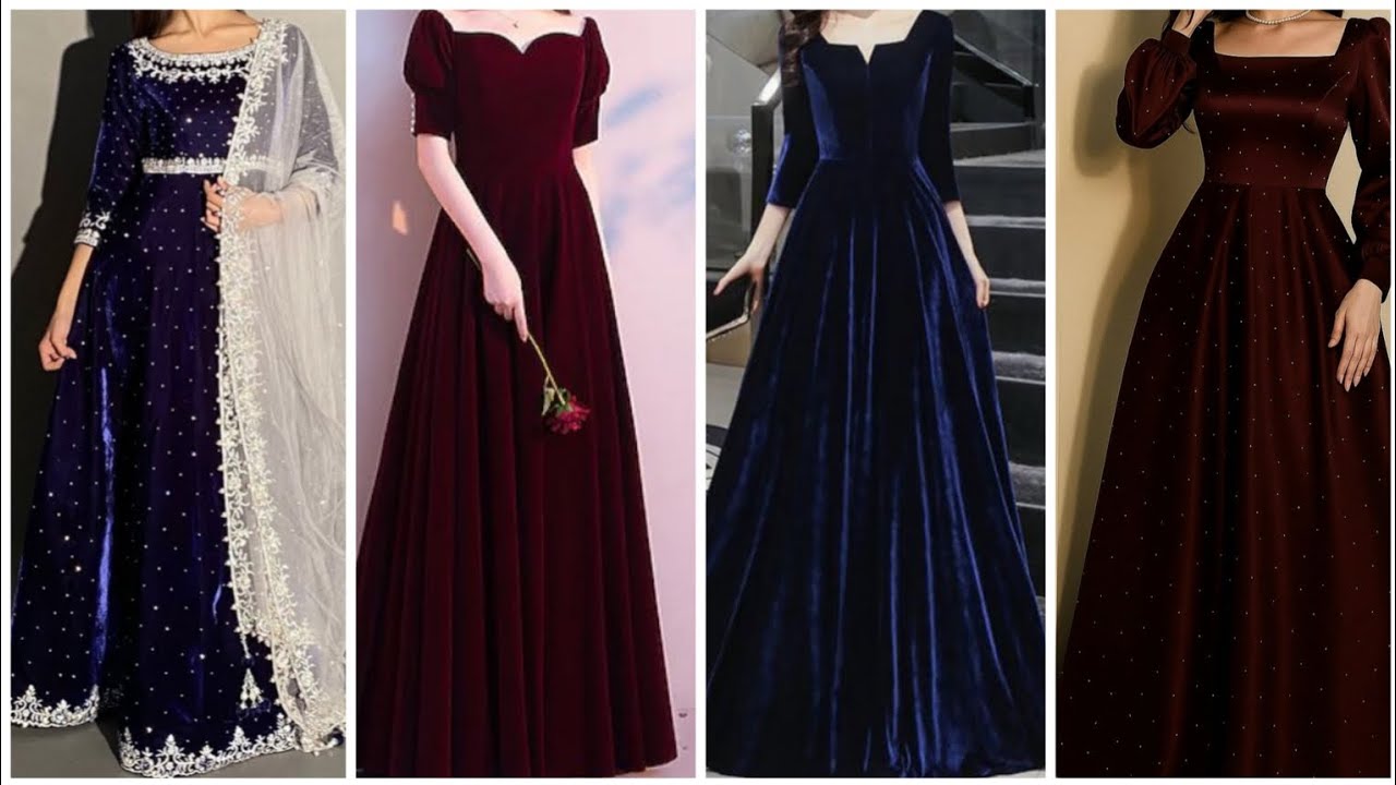 Trending party wear velvet frock designs for girls2025