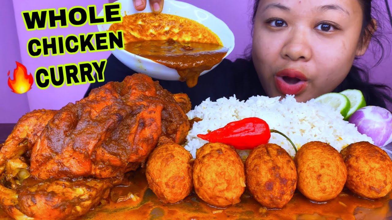 EXTREME🔥SPICY WHOLE CHICKEN CURRY, SPICY EGG CURRY WITH RICE MUKBANG | ASMR | BIG BITES