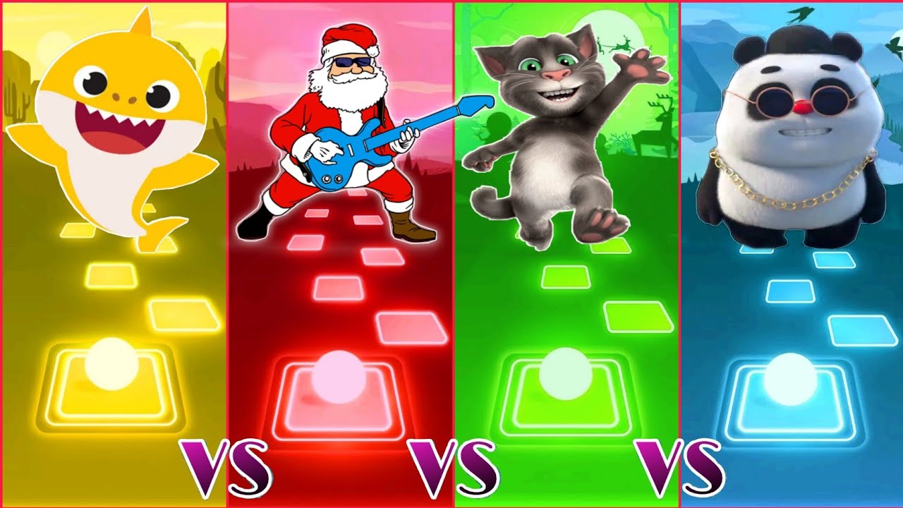 Baby Shark vs Jingle bells vs Talking Tom vs Bamboo Panda - Tiles Hop