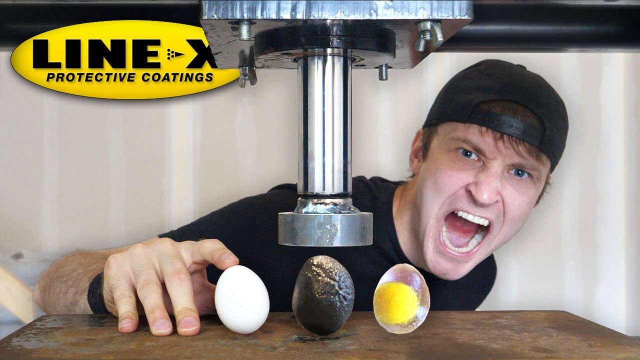 LINE-X EGG против ГИДРАВЛИЧЕСКОГО ПРЕССА!! (ЭКСПЕРИМЕНТ С LINE-X EGG) Как было показано на ТВ-тес...