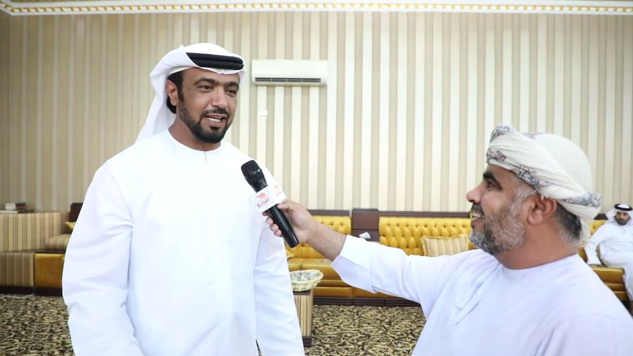 لقاء موقع الشاطر للهجن مع سعادة محمد بن راشد بن غدير الكتبي بعد فوز المهندس بخنجر الجعدان الثنايا