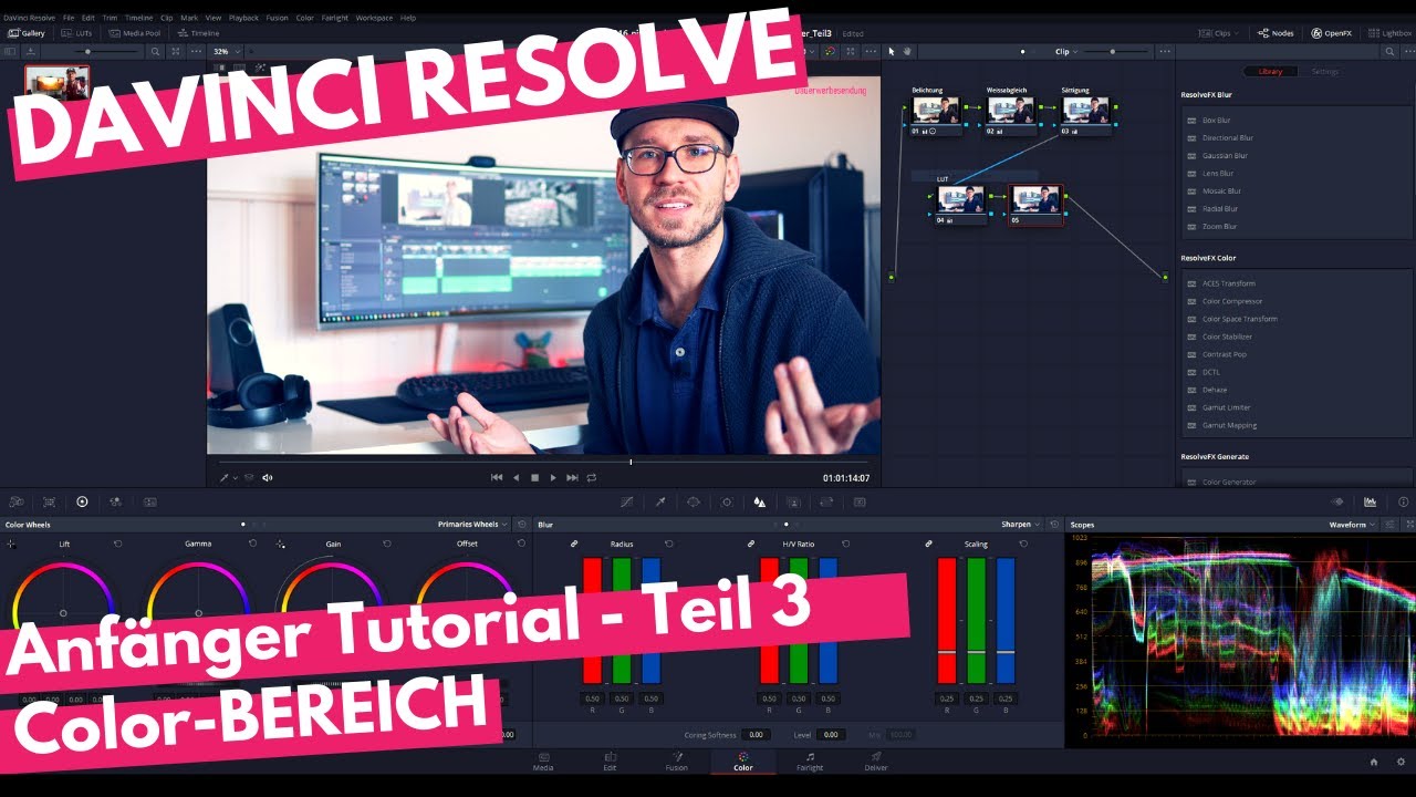Davinci Resolve Tutorial deutsch - 3 - Colorgrading / Color [2019]