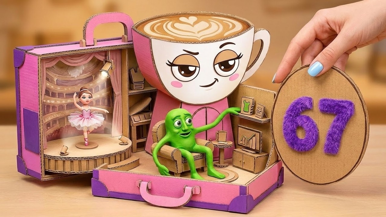 Nós Fizemos a Mini Casa da Bailarina DIY *Incrível de Papelão com Personagens Meme*