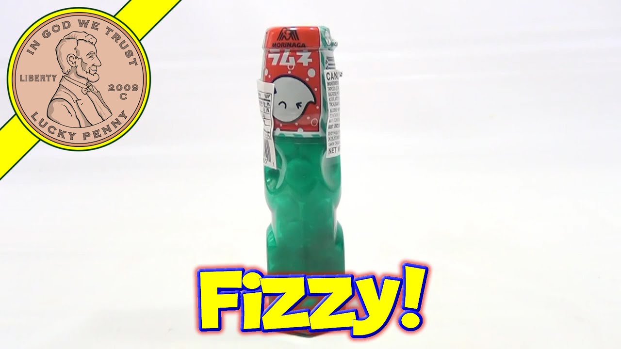Ramune Soda Fizzy Candy In Mini Green Bottle, Morinaga - Japanese Candy & Snack Food Tasting