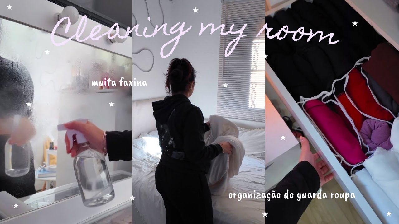 SUPER FAXINA NO MEU QUARTO | limpeza, organiza&ccedil;&atilde;o do guarda roupa 🧺🤍