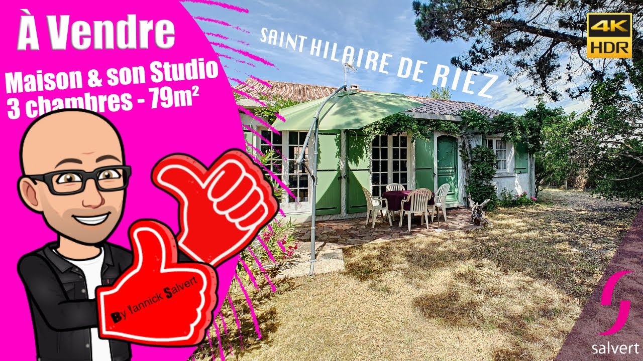 Maison à vendre de 79m²  - avec studio indépendant - St Hilaire de Riez - Vendée (85)