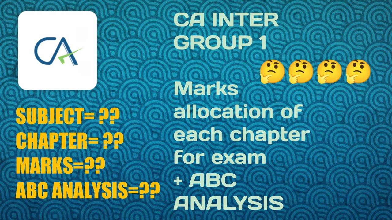 Marks from each chapter 2021|| ABC ANALYSIS|| CA inter group 1|| कोनसे Topic से कितने marks का पेपर