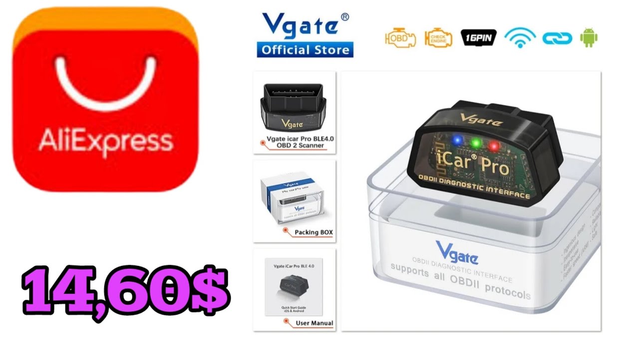 Автомобильный диагностический сканер  Vgate  iCar Pro OBD 2 ELM 327