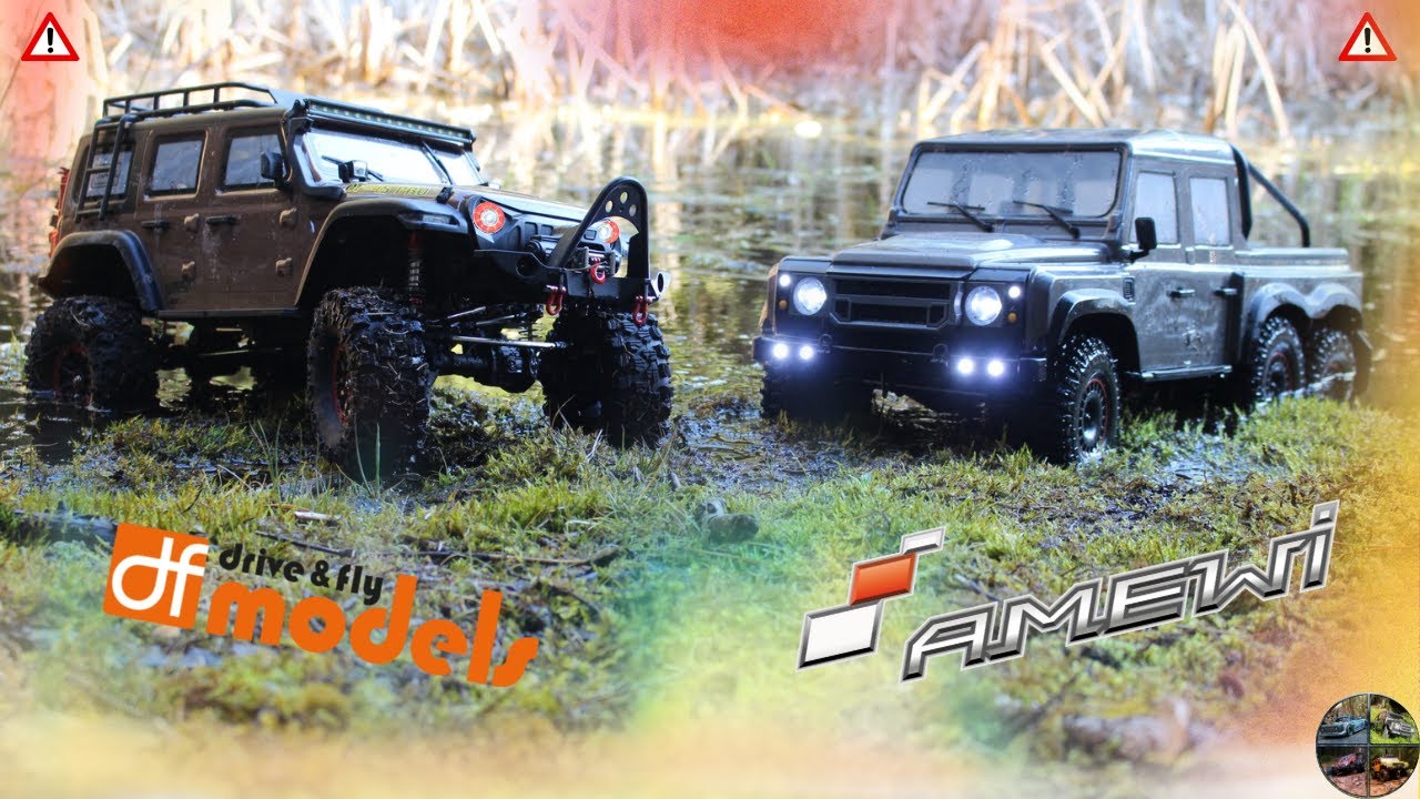 Ausfahrt am Teich mit DF-4S Pro Jeep Wrangler & AMXRock 10.3P Flying Hunstman 6x6.