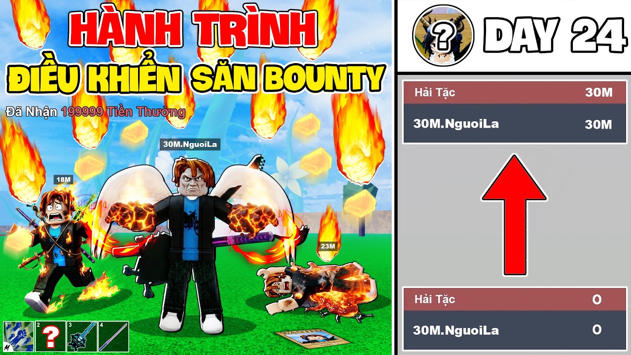 Hành Trình 30M Bounty Nhưng Người Lạ Điều Khiển Trong Blox Fruit | Day 24